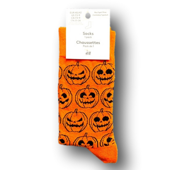 H&M Other - 3/$18 Halloween Jack-O-Lantern Funny Novelty Crew Socks - Brand New